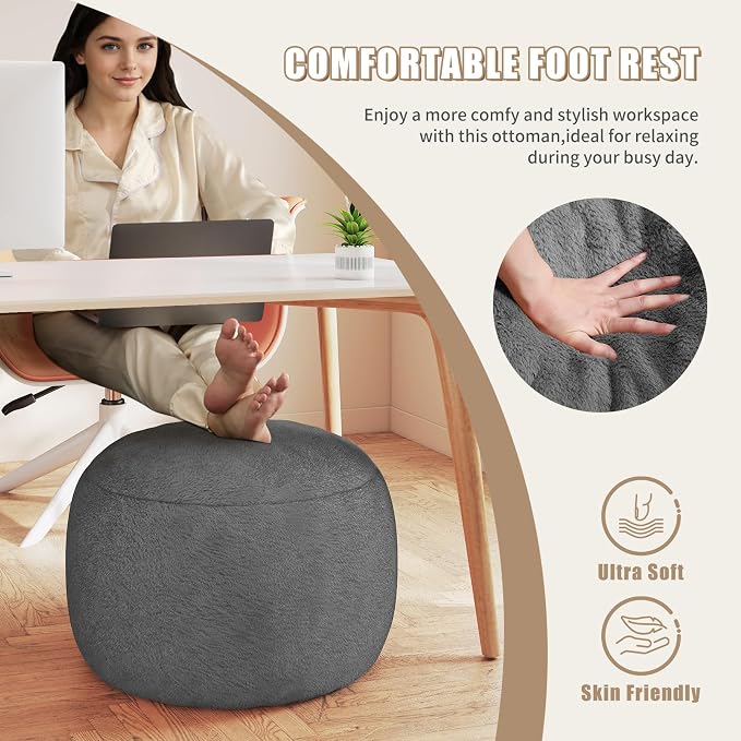 Round Stuffed Pouf Ottoman for Foot Rest, A Round Modern Foam Filled Poufs - Image 6