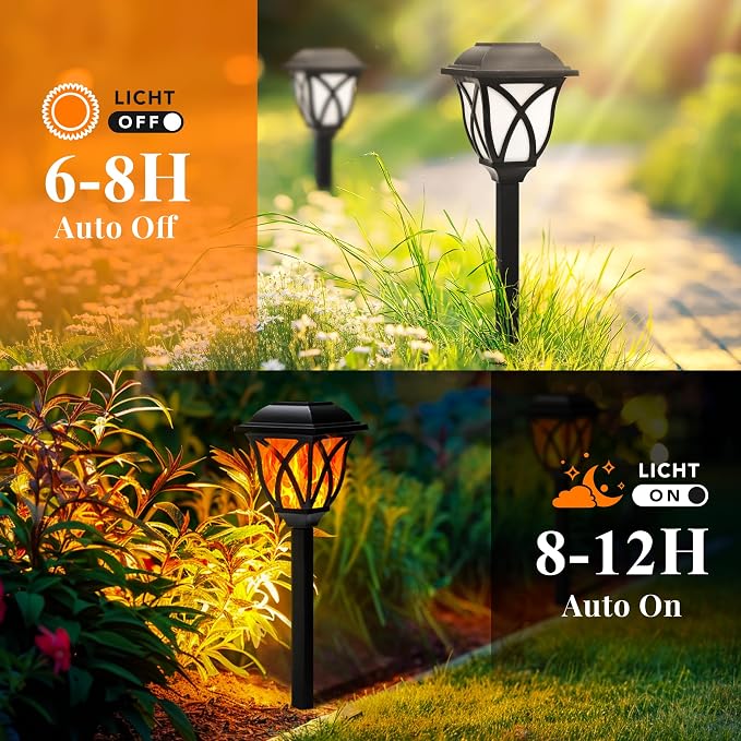 GIGALUMI Solar Lights Outdoor Waterproof, 6 Pack Flickering Flame LED Lights - Image 5