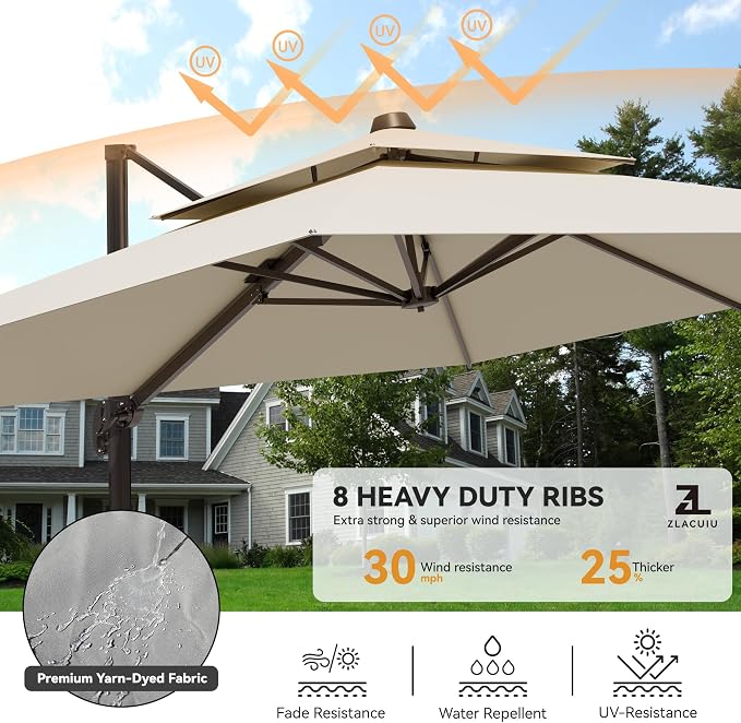 9x12FT Cantilever Patio Umbrella - Image 3