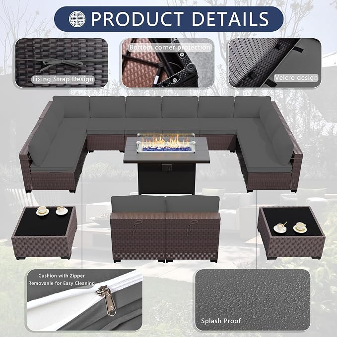 Outdoor Terrace Furniture Set, 15 Piece Outdoor Furniture Set, - Image 5