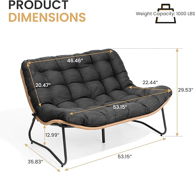 Crestlive Products Outdoor Loveseat 3PCS, Outdoor Sofa Set, All-Weather Boho - Image 2