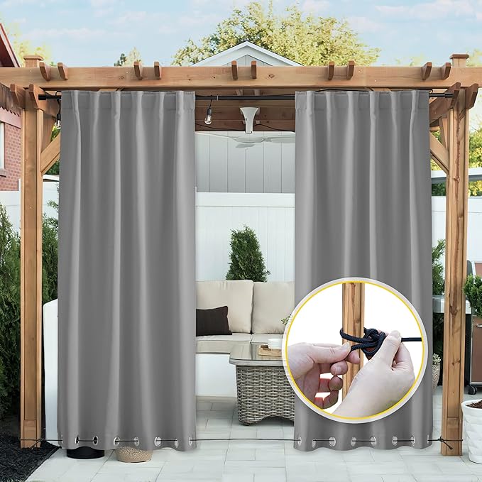 NICETOWN 2 Panels Gazebo Curtains Outdoor Waterproof & Windproof, Top and - Image 2