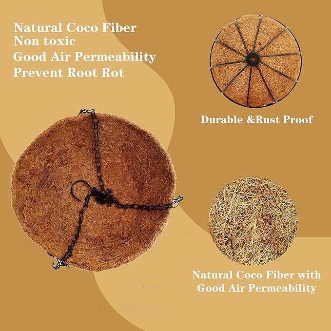 Hanging Baskets for Plants Outdoor- Coconut Coir Hanging Planters Outdoor - Image 3