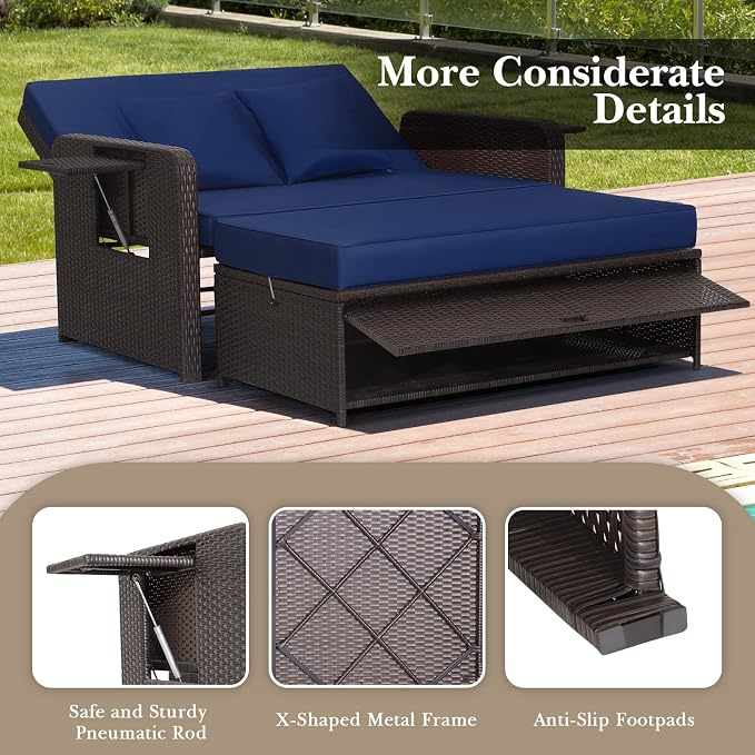 COSTWAY Patio Rattan Daybed - Image 4