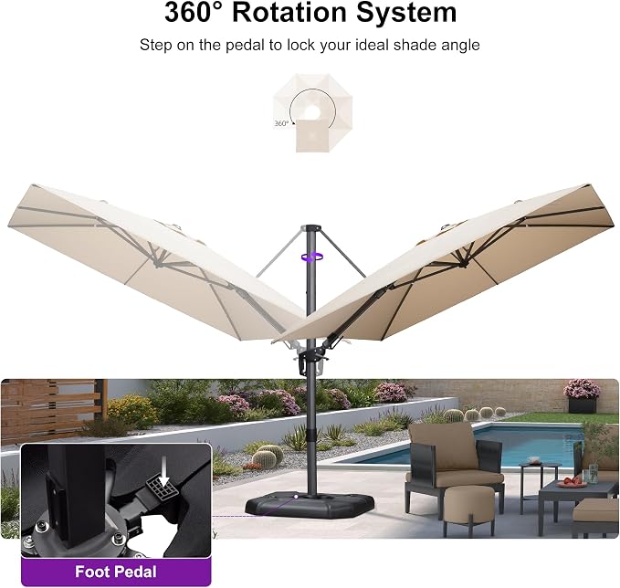 PURPLE LEAF 9' X 12' Right-left Tilt Patio Umbrella - Image 7