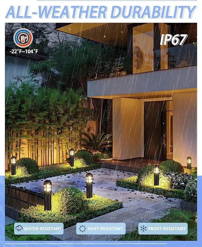 8 Pack LED Low Voltage Bollard Pathway Lights, 12V 200LM IP67 Waterproof - Image 6