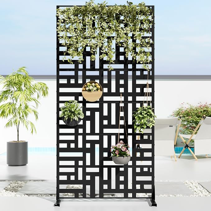 Casaphoria 72" H x 35" W Metal Privacy Screen, Outdoor Freestanding Decorative - Image 2