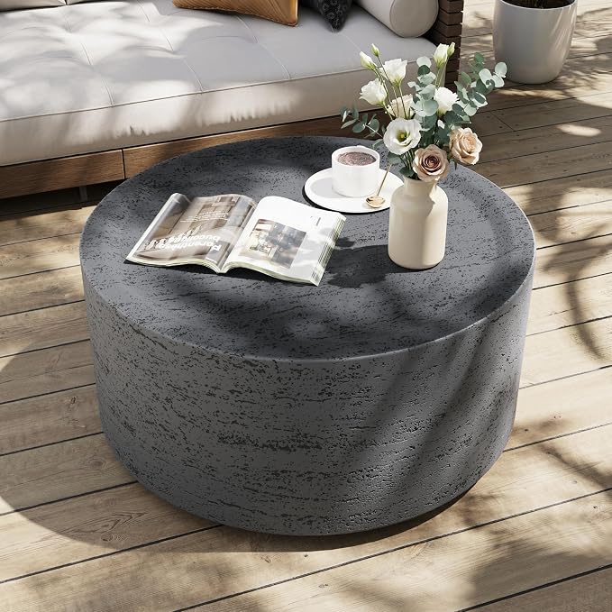 UPHA Outdoor Round Coffee Table, Small Modern Minimalist Accent Tables by UPHA