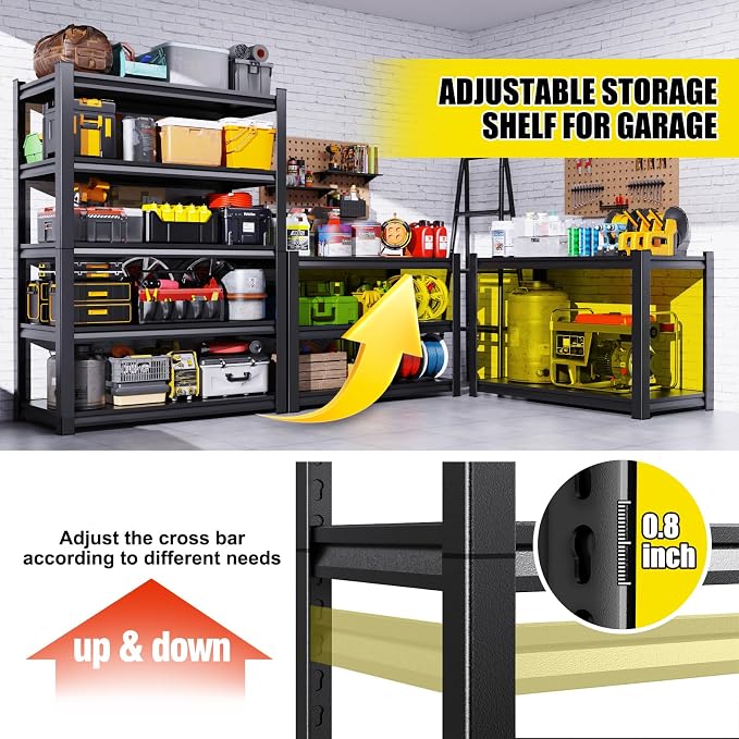 Set of 3 71"H-35"W Garage Shelving-2050LBS 5 Tier Storage Shelves, Adjustable - Image 4