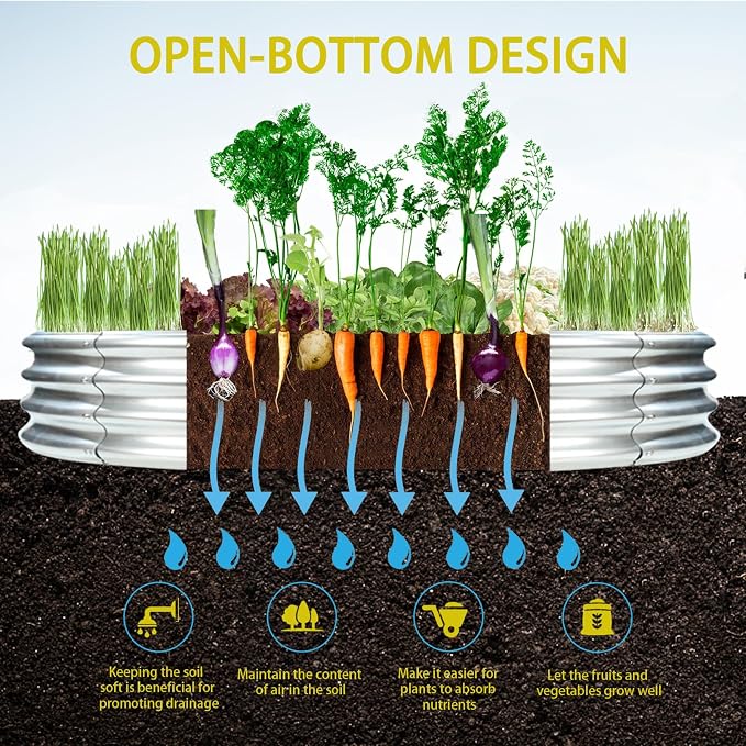 Durable Round Galvanized Steel Raised Garden Bed - Image 4