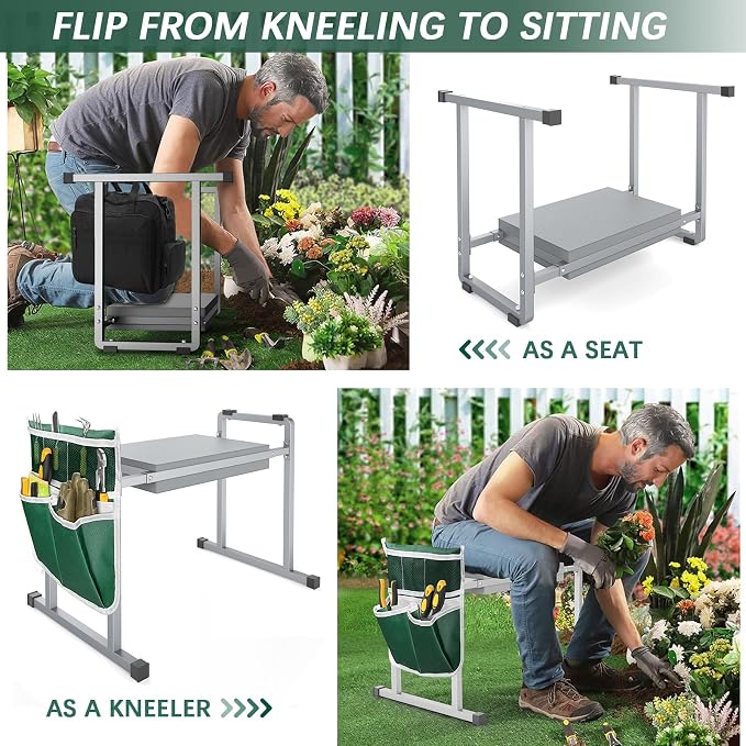 FLINTER Garden Kneelers Seat, Stable and Save Tip-Resistant Design 10.2" Wider - Image 3