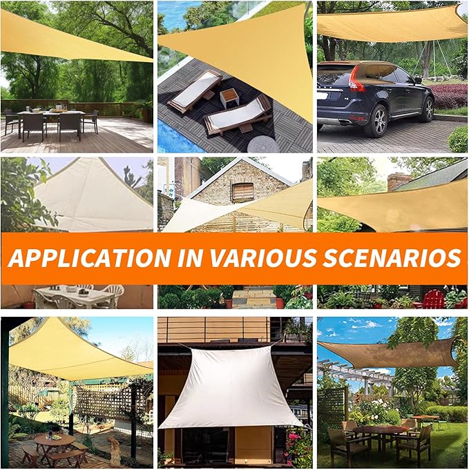 Upgraded with High-Strength Steel Cable Edges 8' x 12' Sun Shade Sail Sand - Image 5