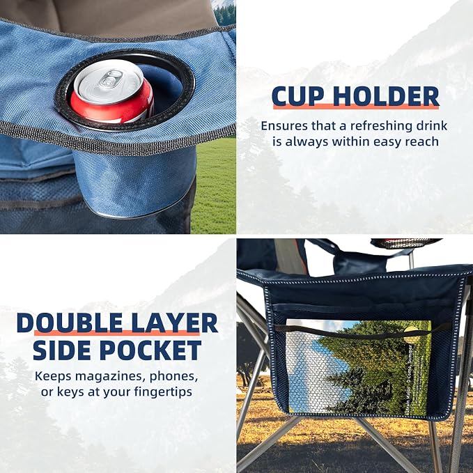 2 Pack Folding Camping Chairs for Adults - Image 7