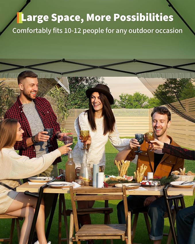 Canopy Tent 12x12 ft, Pop Up Gazebo One-Push Setup - Image 5