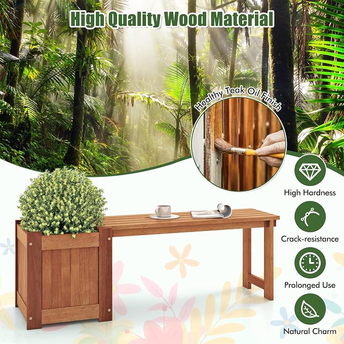 Giantex 2-in-1 Outdoor Bench - Image 7
