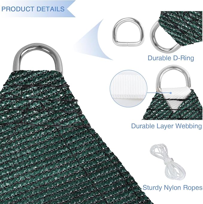 E&K Sunrise 17' x 17' x 17' Sun Shade Sail Triangle Canopy Shade Cover UV Block - Image 4