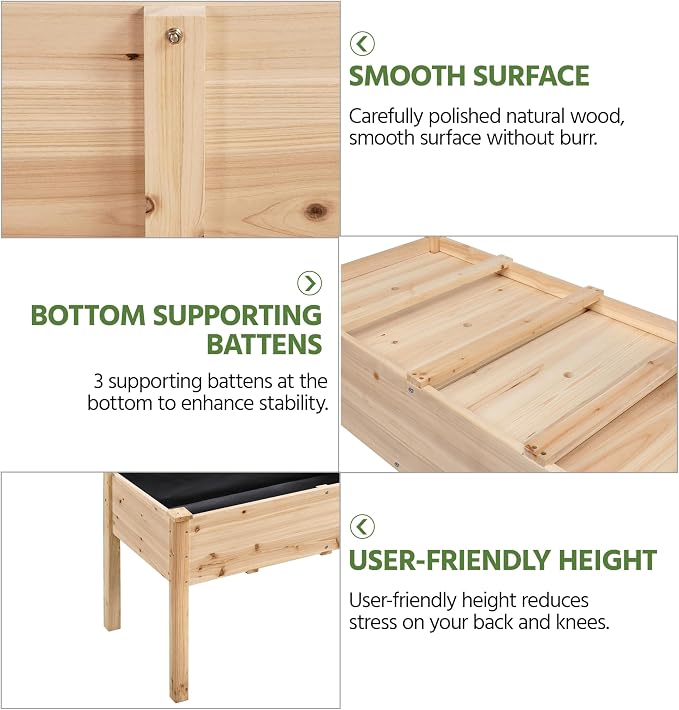Yaheetech 1pc Raised Garden Bed 48x24x30in Elevated Wooden Horticulture Planter - Image 3