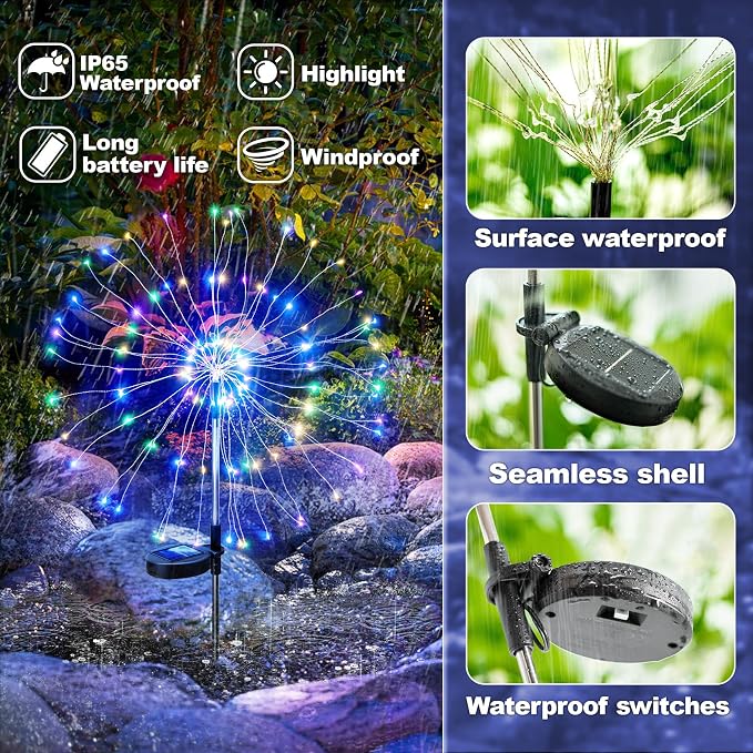 Anordsem Solar Lights Outdoor Waterproof: Garden Light Solar Powered - Image 5
