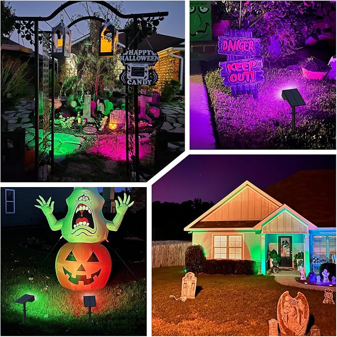 Solar Color Changing RGB Spot Lights Outdoor, 2 Pack/7 Lighting Modes - Image 2