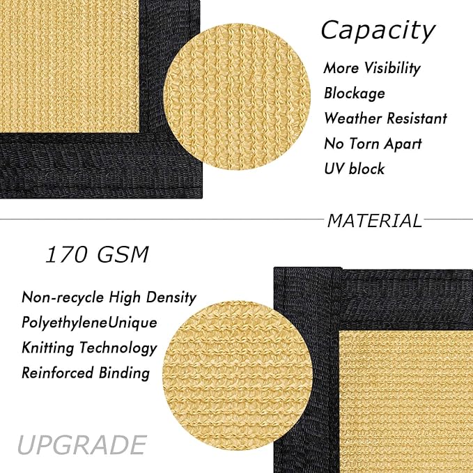 UPGRADE Privacy Fence Screen 6'x27' Sand Outdoor 90% Visibility Blockage 170 - Image 2