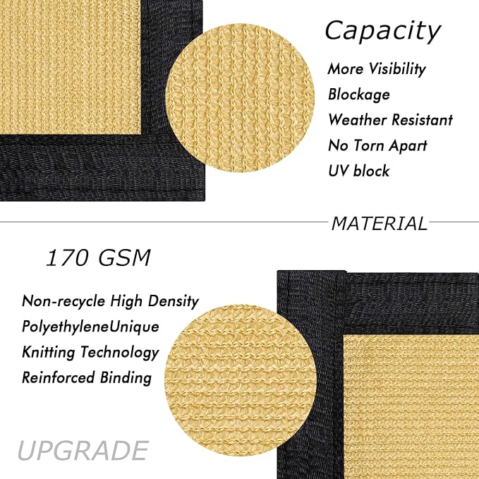 UPGRADE Privacy Fence Screen 4'x37' Sand Outdoor 90% Visibility Blockage 170 - Image 2