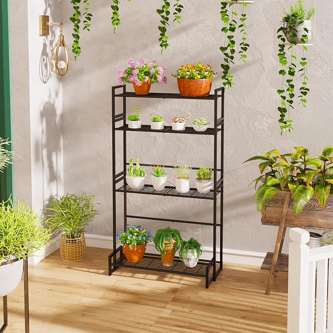 Garden 4 you 4 Tier Stair Style Large Metal Plant Stand Stackable, Garden - Image 4