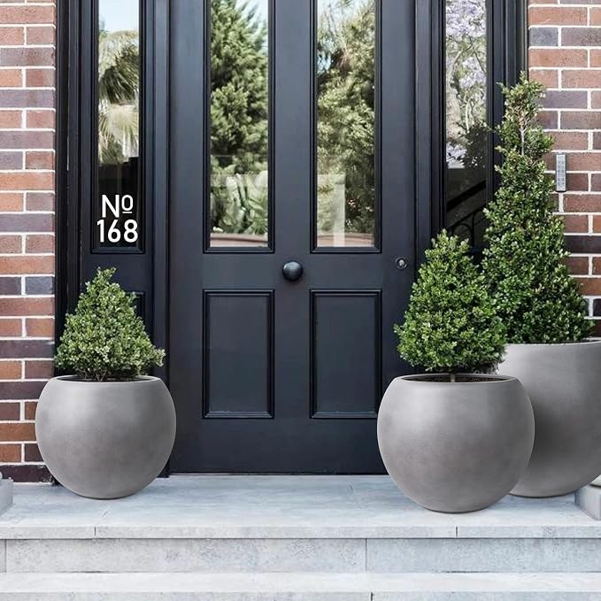 13.5 H x 17" Dia Round Fiberstone Planter - Image 4