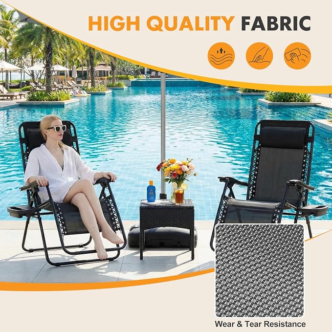 NEWBULIG Zero Gravity Chair Set of 2, Lounge Chair Folding Portable Adjustable - Image 5