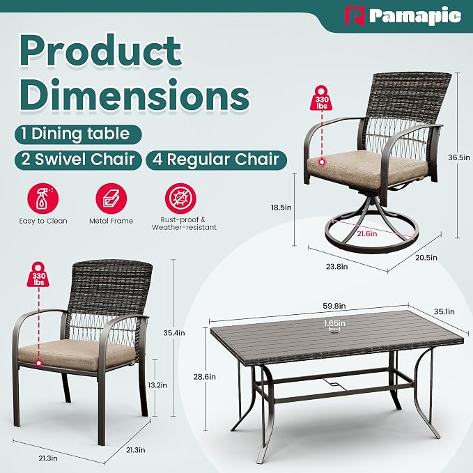 Pamapic 7-Piece Outdoor Dining Set - Image 5