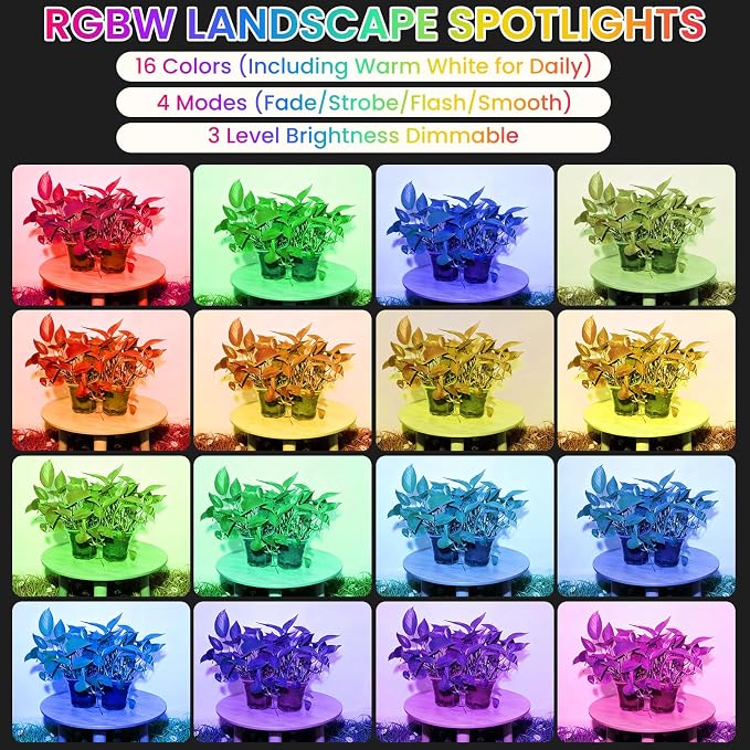 RGBW Multicolor Spotlight Outdoor: 16 Color Changing Landscape Lighting - Image 5