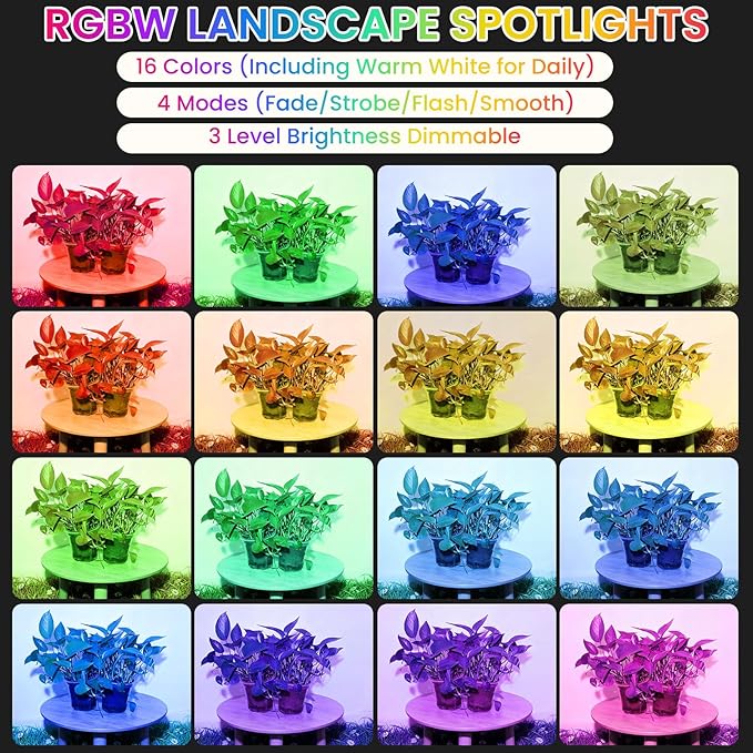 Multi Colored Spotlights Outdoor: RGBW LED Spot Light Plug in 120V Remote - Image 5