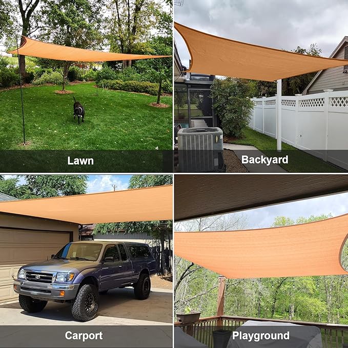 SUNLAX Sun Shade Sail 7' x 16' Peach Fuzz Rectangle Canopy Sail Shade Cover UV - Image 7