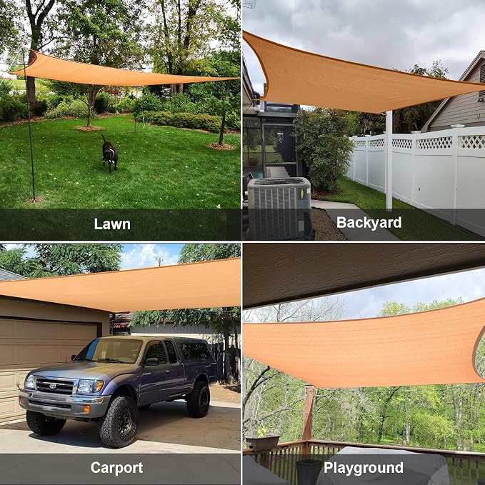 SUNLAX Sun Shade Sail 7' x 10' Peach Fuzz Rectangle Canopy Sail Shade Cover UV - Image 7