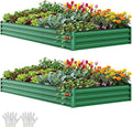 YITAHOME 8x4x1ft 2pcs Large Raised Garden Bed Kit, Galvanized Metal Planter Box by YITAHOME