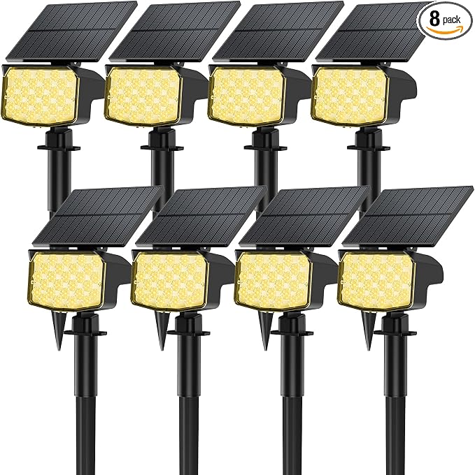 8 Pack Solar Spot Lights Outdoor, 2-in-1 Solar Lights Outdoor Waterproof IP65 by MinPea