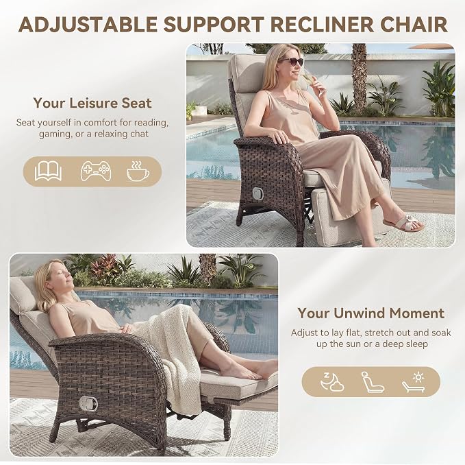 Zero Gravity Wicker Patio Recliner Chairs Set of 2 - Image 5