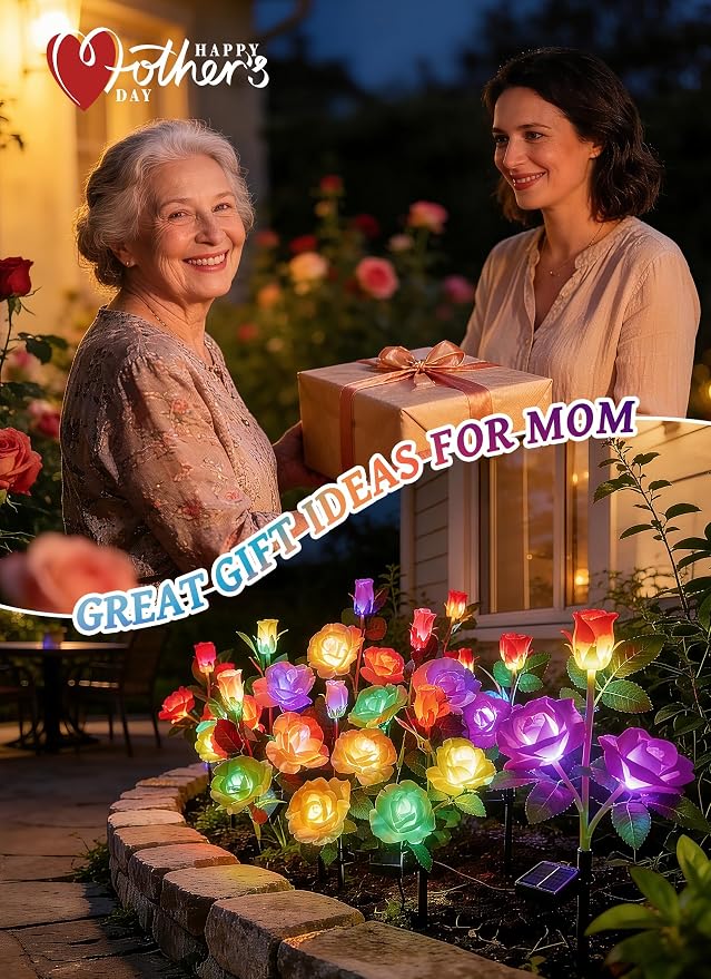 Brightown Outdoor Solar Flower Lights, 4 Pack 7-Color Changing Solar Garden - Image 6