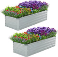 2 Pack 4x2x1FT Galvanized Raised Garden Beds Kit Outdoor Metal Gardening by Meberam