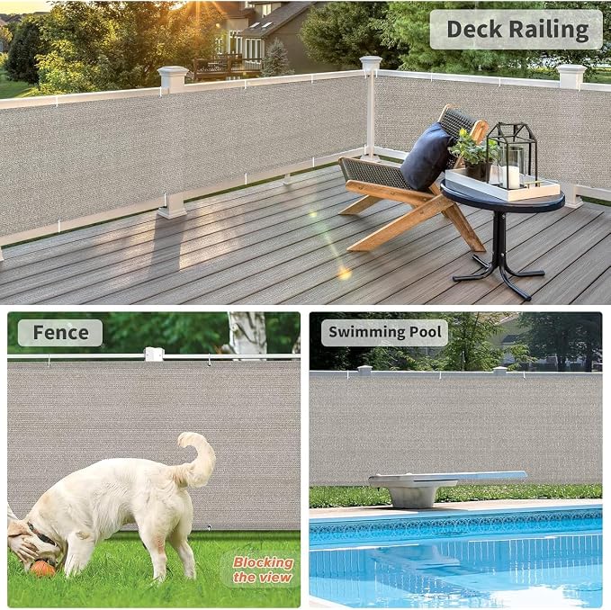 LOVE STORY 3'x10' Gray Balcony Screen Privacy Fence Cover UV Protection - Image 5
