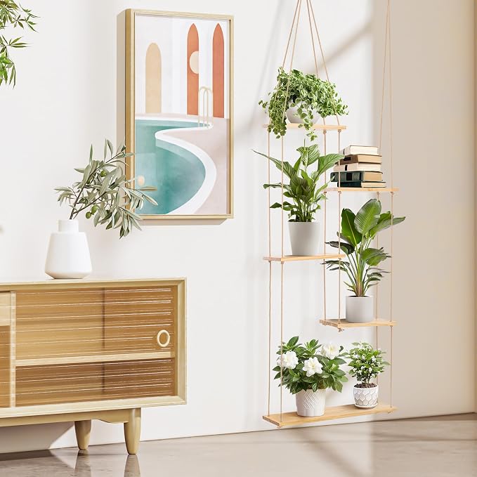 Hemp Rope Hanging Window Plant Shelf from Ceiling - Image 9