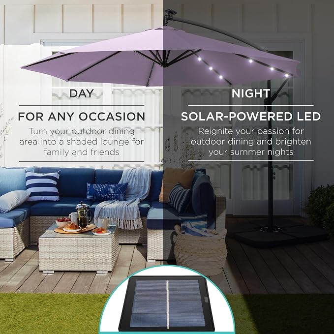 Best Choice Products 10ft Solar LED Offset Cantilever Hanging Market Patio - Image 3