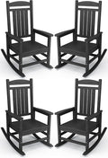 KINGYES Outdoor Rocking Chair Set of 4, High Density Polyethylene Patio Rocking by KINGYES