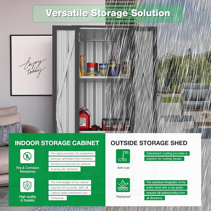 AECOJOY Outdoor Storage Cabinet, Outdoor Cabinets Waterproof - Image 2
