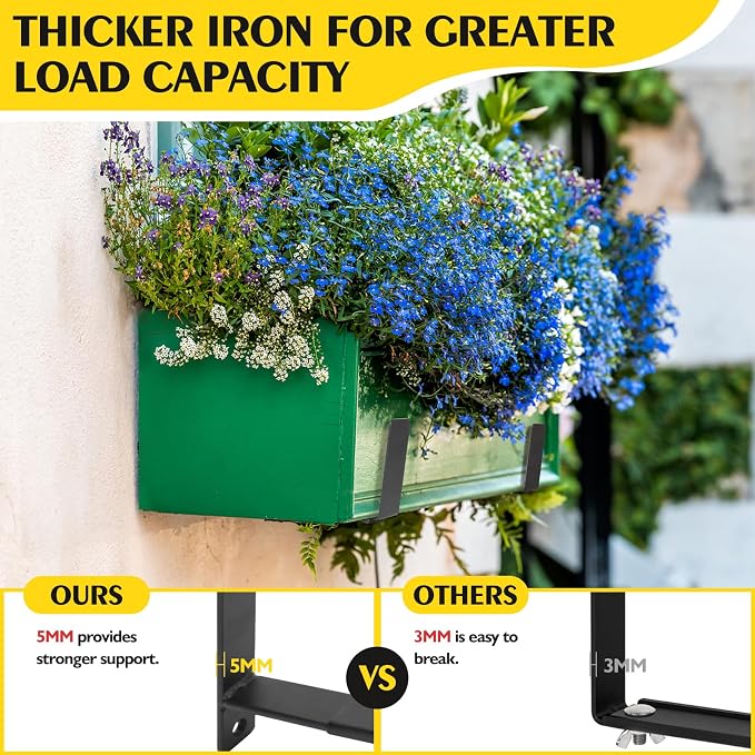 LukLoy Window Planter Box Brackets, 8 Pack Adjustable Heavy Duty Wall Mount - Image 5