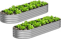 2PCS 8x2x1FT Galvanized Raised Garden Bed Kit, Vegetable Boxes-Oval Metal by Yortrek