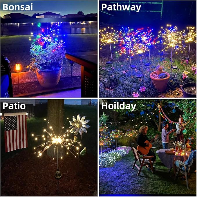 YOTOZU 2 PCS Solar Firework Light, Outdoor Solar Garden Decorative Lights 120 - Image 6