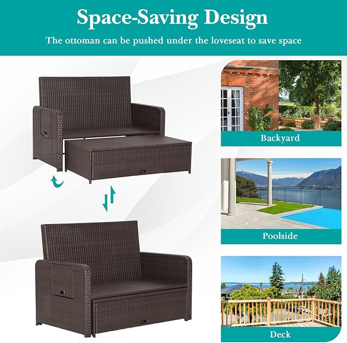 Nightcore Wicker Patio Outdoor Daybed, Outdoor Chaise Lounger w/ 4-Level - Image 9