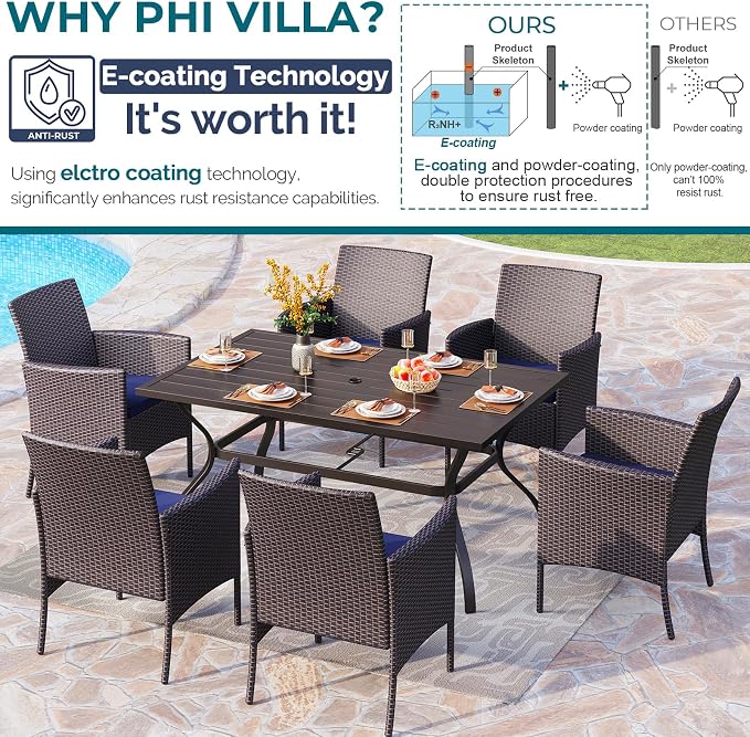 PHI VILLA 7 Piece Outdoor Dining Set - Image 7
