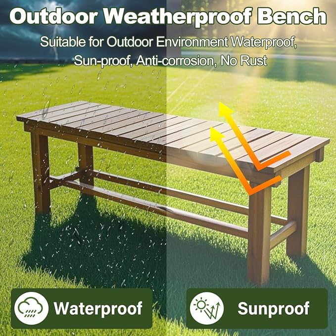 35.4'' Outdoor Garden Benches Weatherproof Patio Bench Two-Person Seat Backless - Image 4