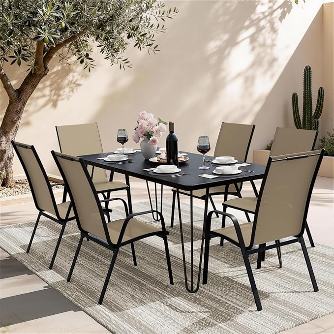 JEAREY Patio Dining Chairs Set of 6, Outdoor Stackable Dining Furniture Set - Image 2